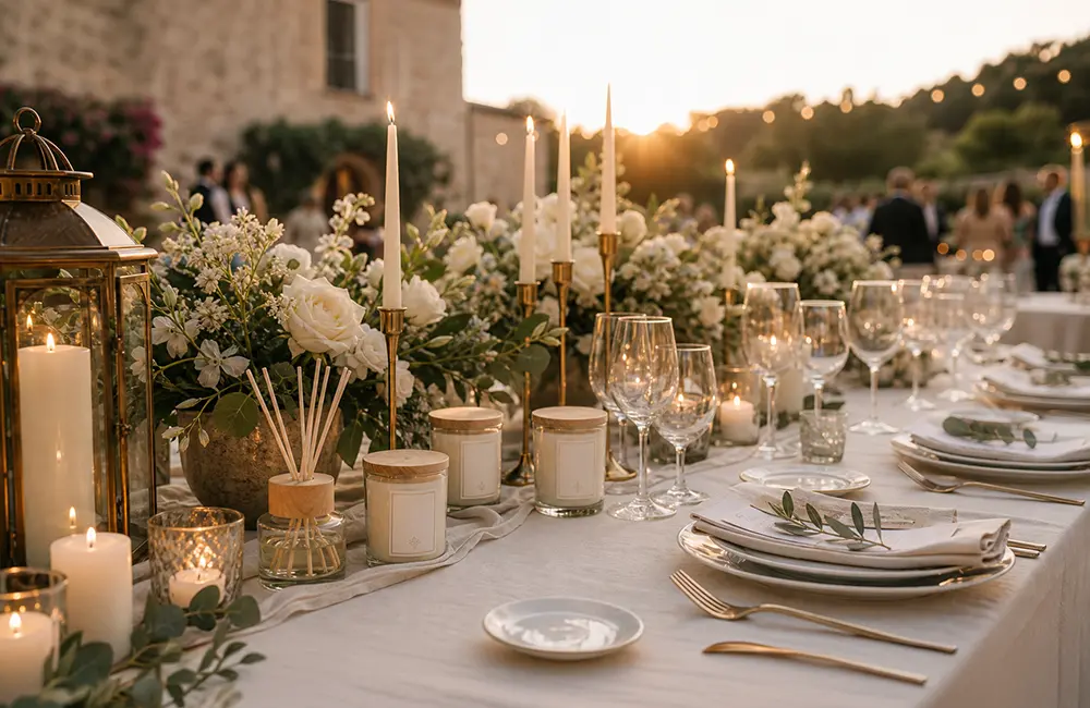 Détail bougie personnalisée pour cérémonie de mariage - CandlesMemories